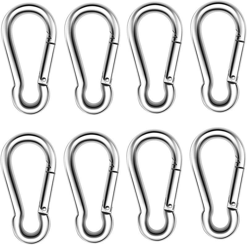 EFFIET 3.15 Inches 4 Inches Stainless Steel Carabiner for Gym Equipment Connection, Heavy Duty Spring Snap Hook Clips Buckle for Gym Exercise, Punching Bags, Hiking, Camping - Image 1
